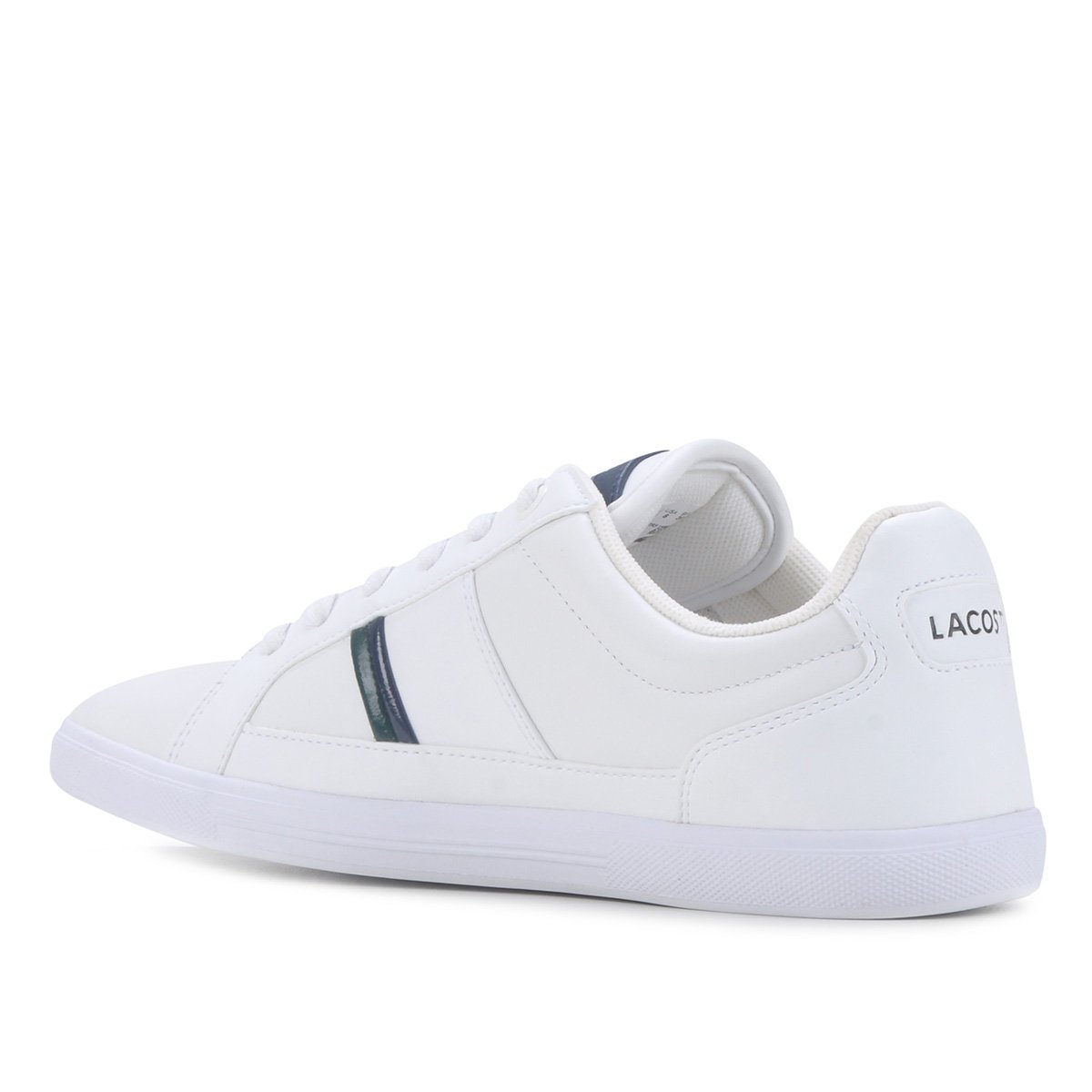 Tênis Couro Lacoste Europa Masculino - Branco+Marinho | Zattini