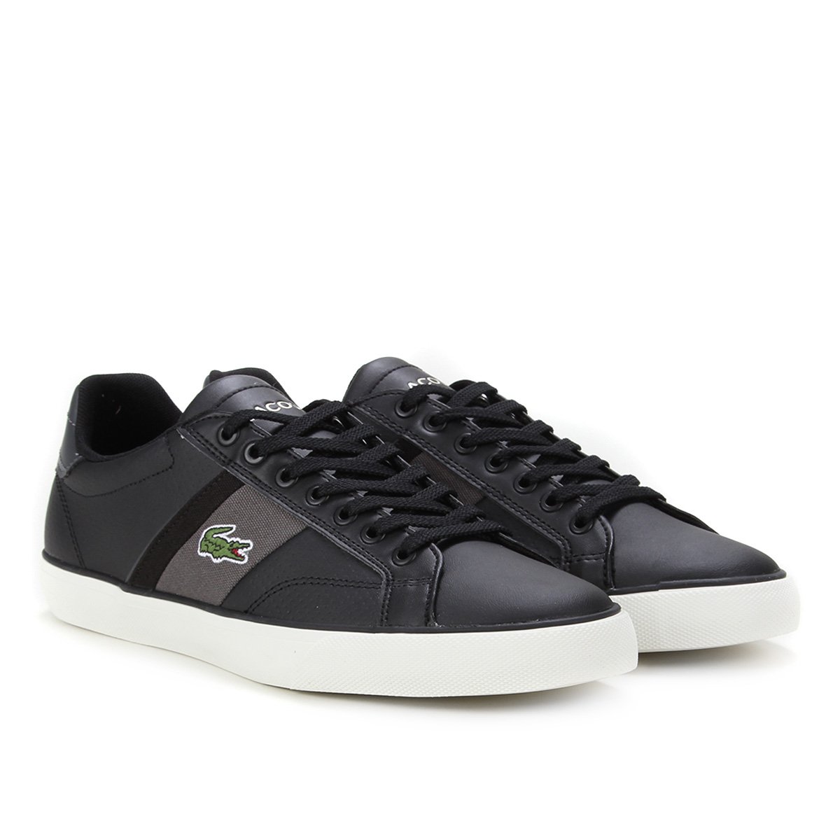 Tênis Couro Lacoste Fairlead Masculino - Preto+Cinza | Zattini