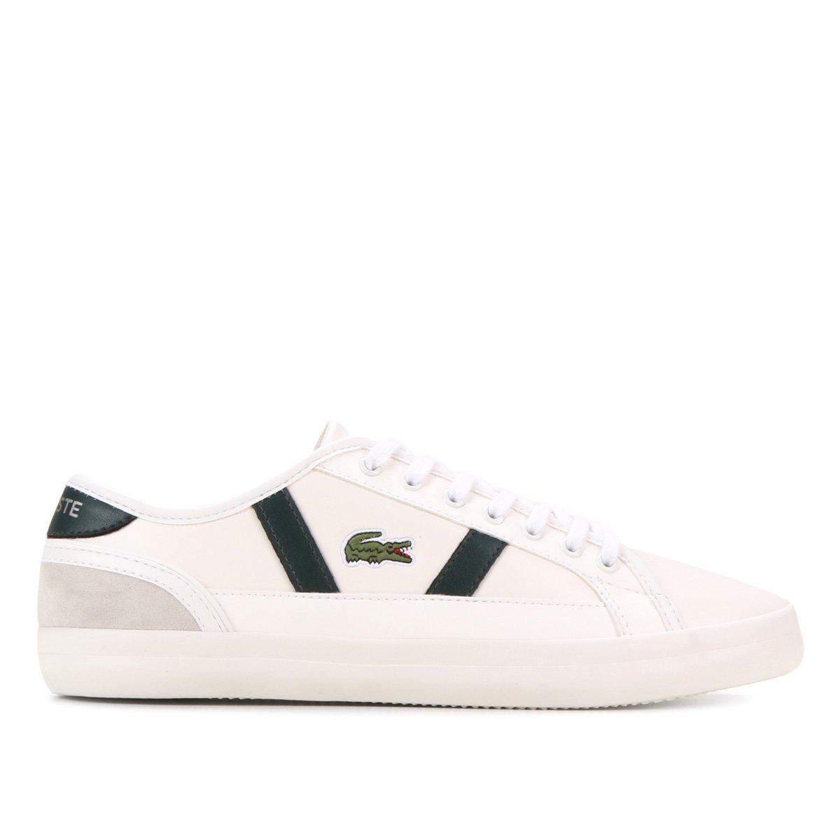 Tênis Couro Lacoste Sideline Masculino - Branco+Verde Menor preço em Tênis Couro Lacoste Sideline Masculino - Branco+Verde
