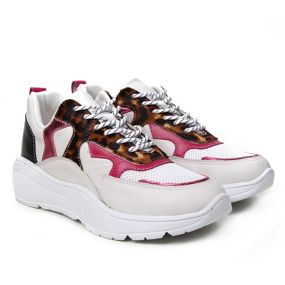 Tênis Couro Loucos & Santos Chuncky Feminino - Branco e Caramelo Menor preço em Tênis Couro Loucos & Santos Chuncky Feminino - Branco e Caramelo