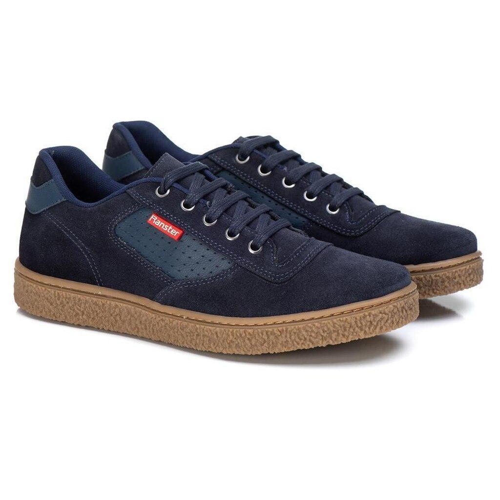 Tênis Couro Masculino Cadarço Estilo Casual Conforto