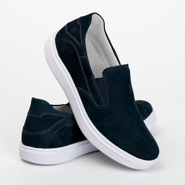 Tênis Couro Masculino Slip on Calce Fácil Conforto