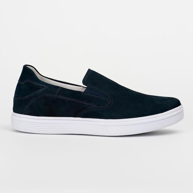 Tênis Couro Masculino Slip on Calce Fácil Conforto