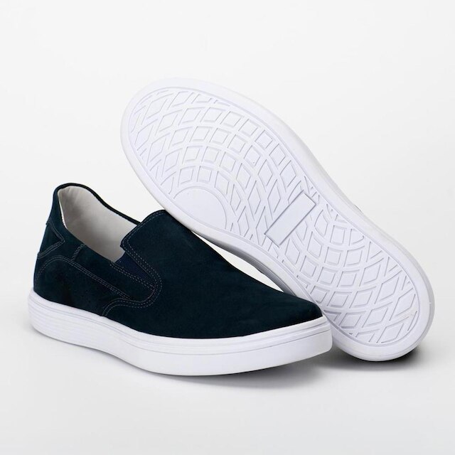 Tênis Couro Masculino Slip on Calce Fácil Conforto