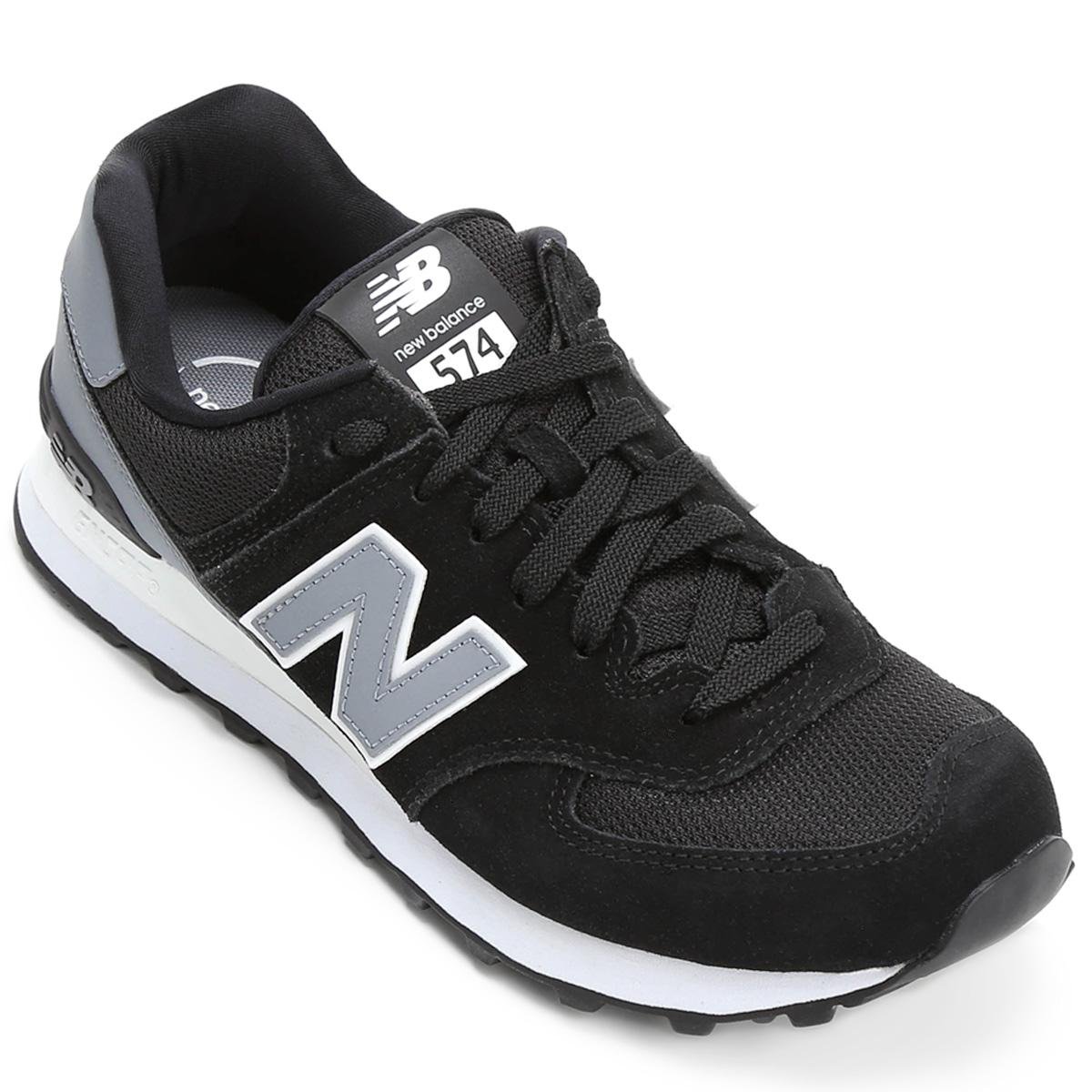 new balance 574 couro preto