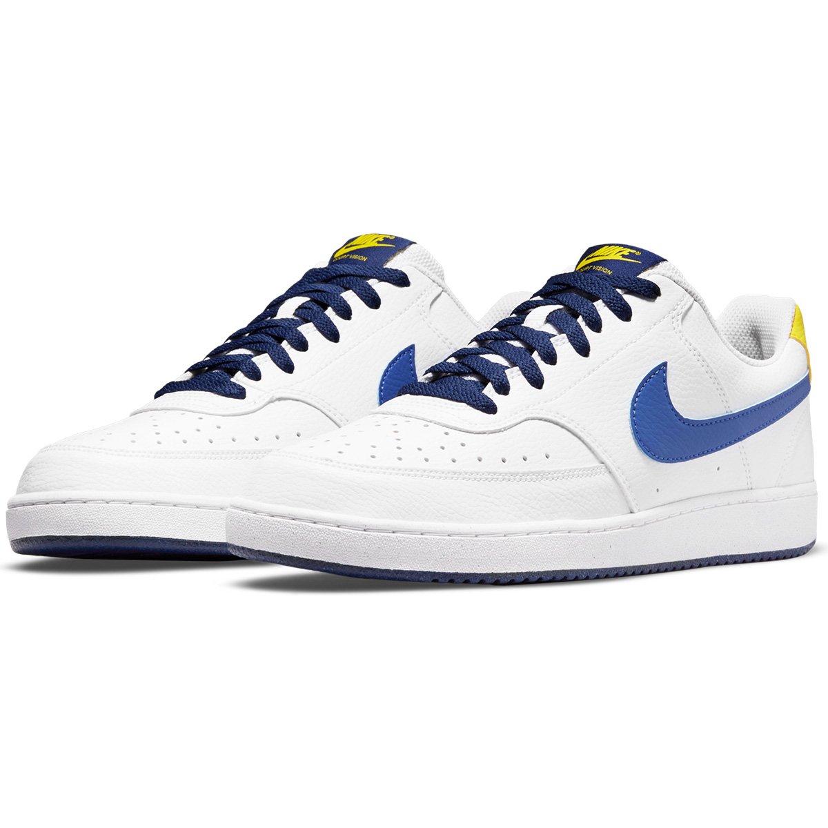 Tênis Couro Nike Court Vision Low Masculino - Branco+Azul Menor preço em Tênis Couro Nike Court Vision Low Masculino - Branco+Azul