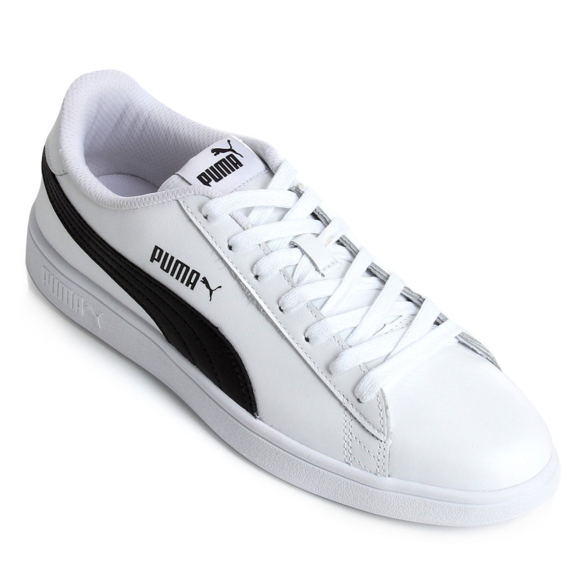 Tênis Couro Puma Smash V2 L - Branco e Preto | Zattini