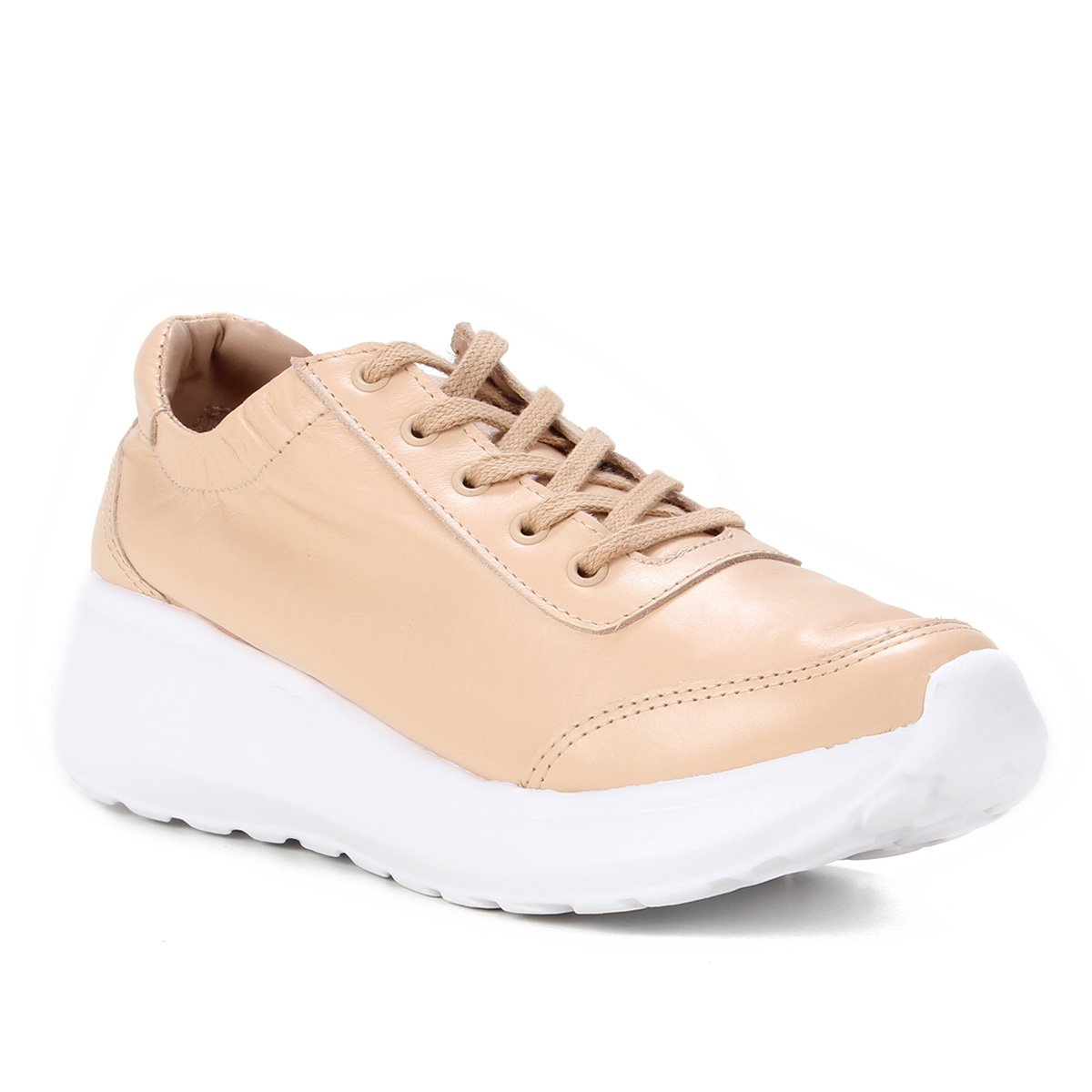 Tênis Couro Shoestock Comfy Soft Feminino - Nude Menor preço em Tênis Couro Shoestock Comfy Soft Feminino - Nude