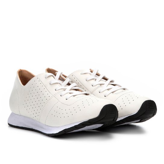 Tênis Couro Shoestock Jogging Feminino - Branco