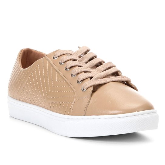 Tênis Couro Shoestock Matelassê Feminino - Bege