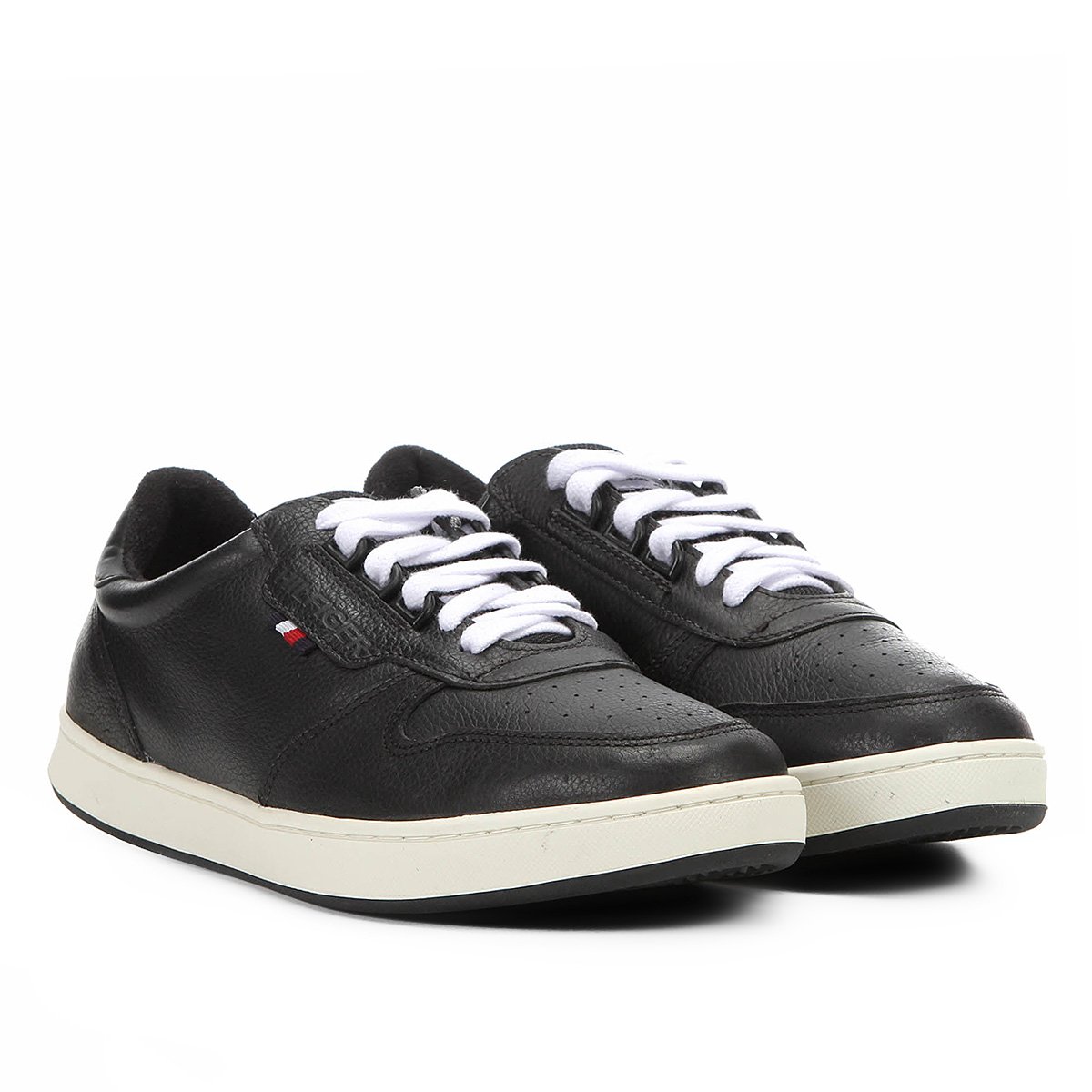 Tênis Couro Tommy Hilfiger Hoxton Masculino - Preto+Cinza Menor preço em Tênis Couro Tommy Hilfiger Hoxton Masculino - Preto+Cinza