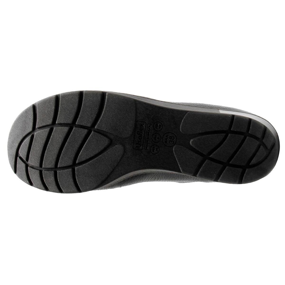 Tênis Couro Usaflex Pesponto Conforto Feminino - Preto - 38 - Preto |  Zattini