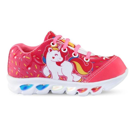 tenis de led infantil feminino unicornio com luzinha meninas Zattini