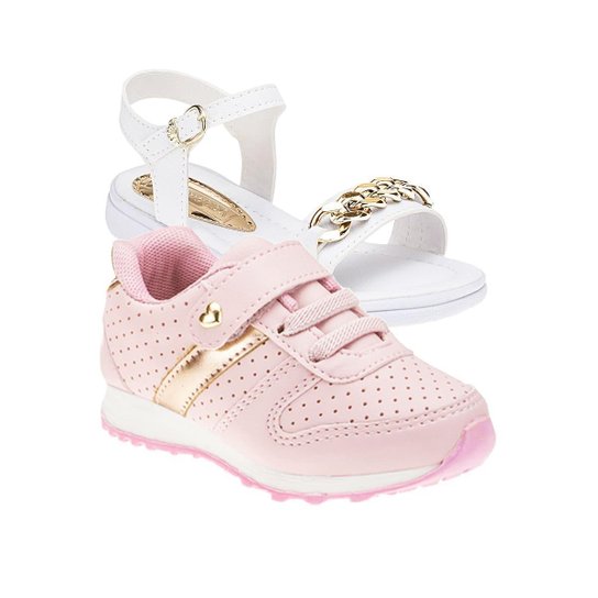 Tenis de Menina e Sandalia Papete KIT PARES Tam 28 ao 34 Zattini