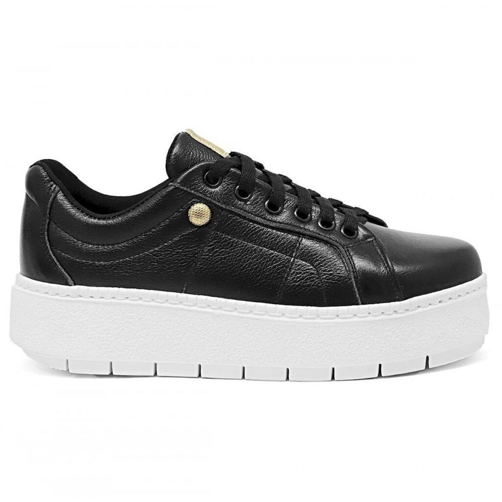 Tênis Dk Uze Shoes Casual em Couro Costura Lateral e Sola Plataforma Leve Feminino