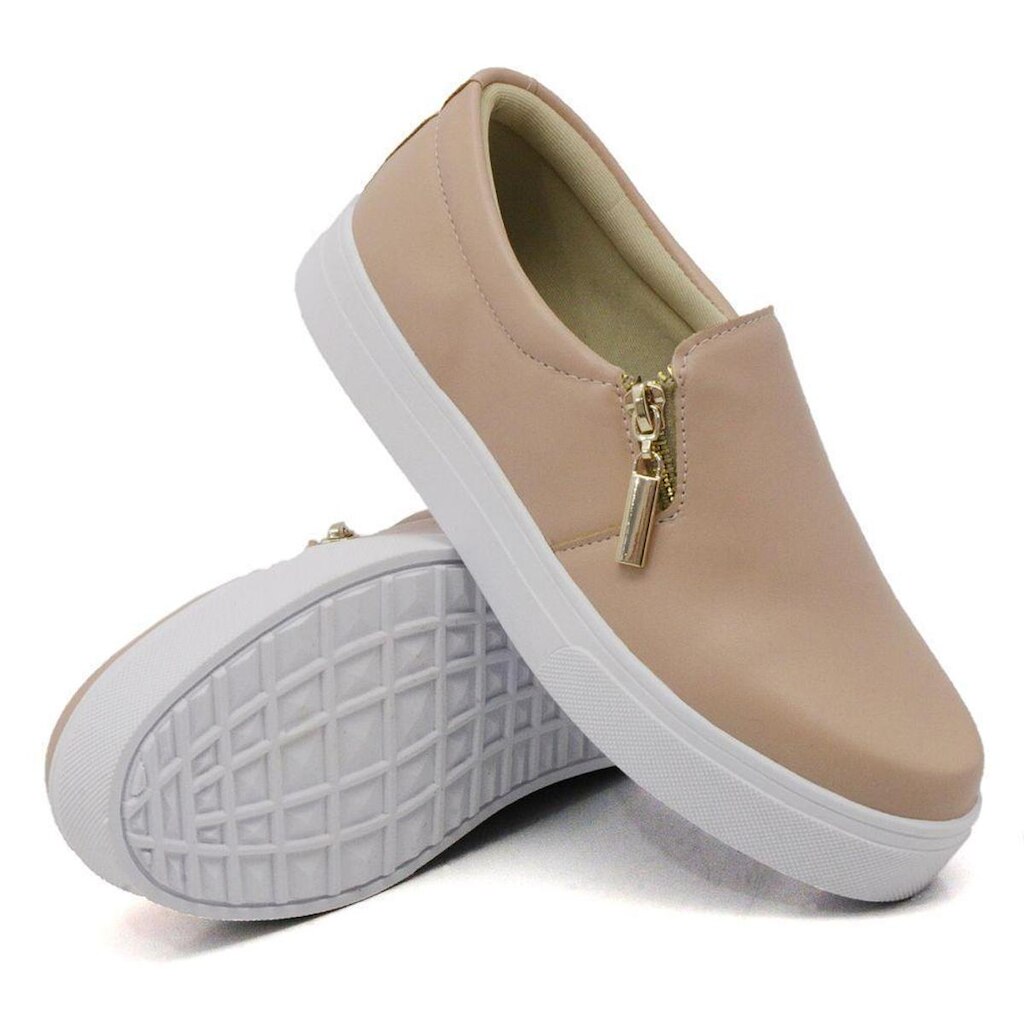 Tênis Dk Uze Shoes Slip On Com Zíper Lateral Sola Leve Feminino
