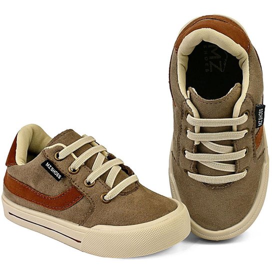 Tênis Esportivo Infantil Menino Casual Cano Baixo Taupe Conforto Escolar Mzkid