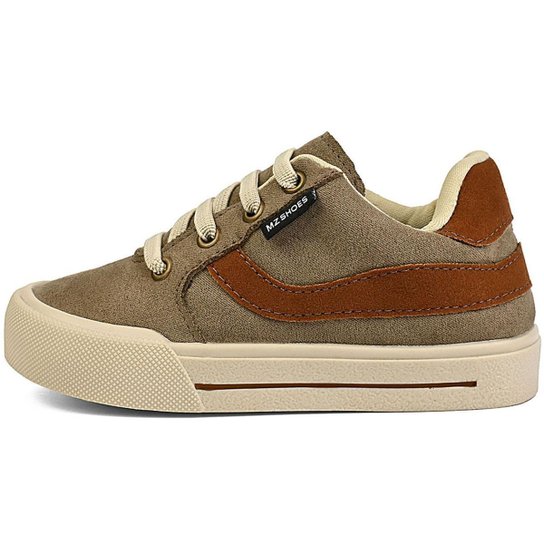 Tênis Esportivo Infantil Menino Casual Cano Baixo Taupe Conforto Escolar Mzkid