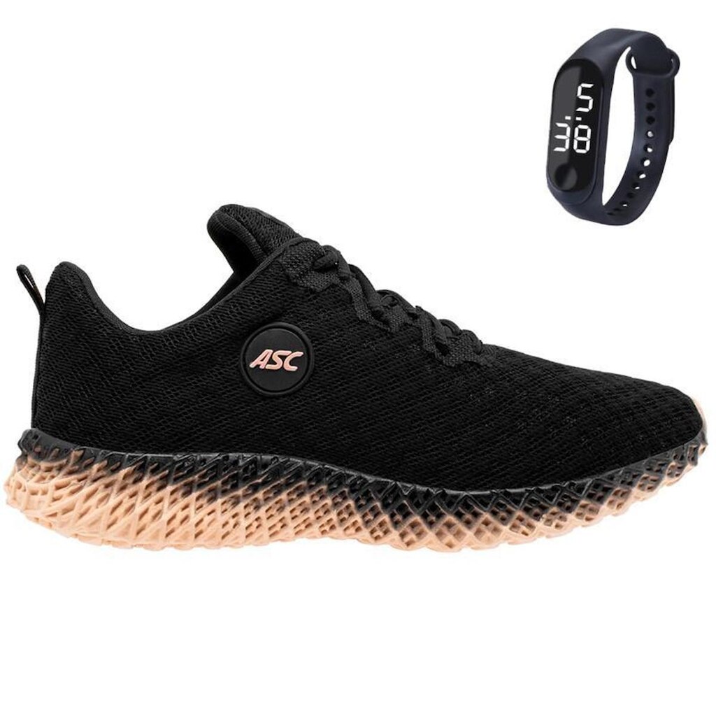 Tenis Feminino Academia Esporte Leve Caminhada ASC Conforto Com Relógio