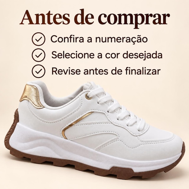Tênis Feminino Beira Rio Casual Solado Alto Branco Dourado