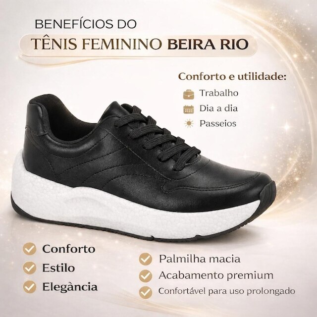 Tênis Feminino Beira Rio Plataforma Casual Estiloso