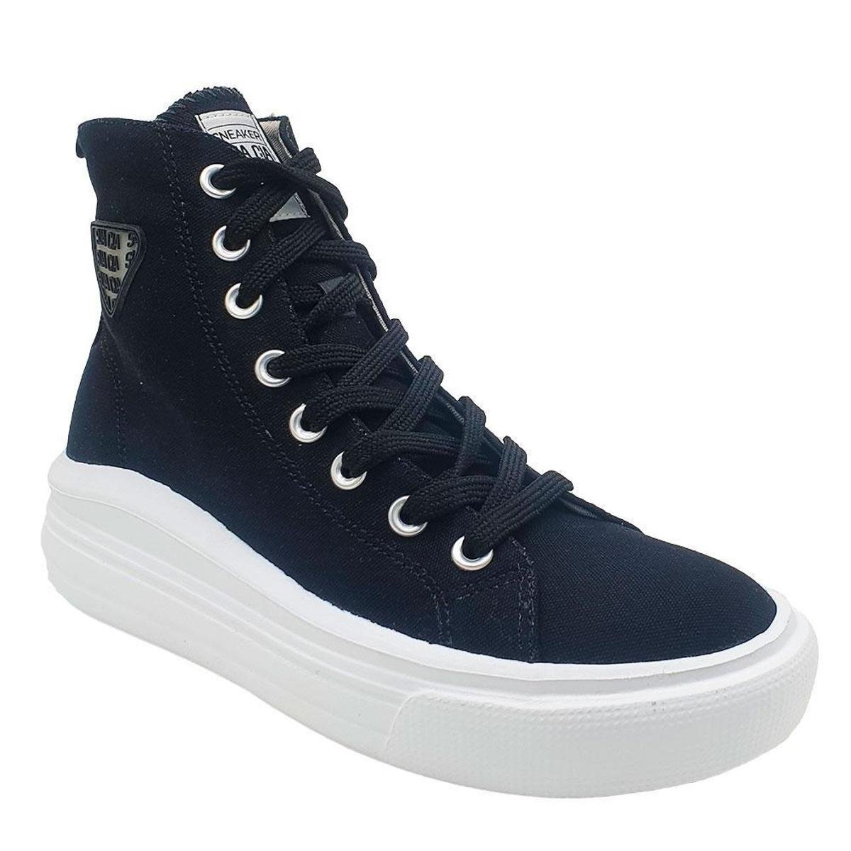 Tênis Feminino Botinha Sua Cia Cano Alto Nuvem Ultra Leve Preto