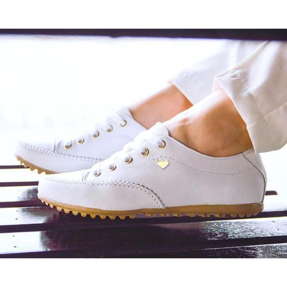 Tênis Feminino Branco Mocatênis Confortável Couro Legítimo Zattini