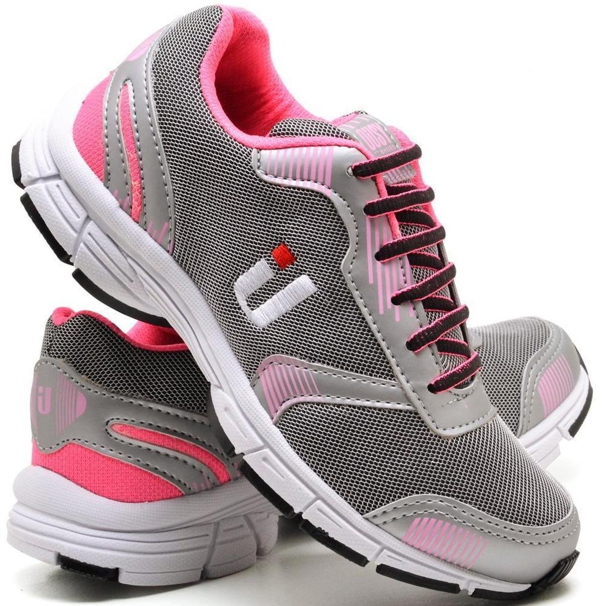 Tênis Feminino Cadarço Confortável Caminhada Leve Dia a Dia - Cinza+Rosa Menor preço em Tênis Feminino Cadarço Confortável Caminhada Leve Dia a Dia - Cinza+Rosa