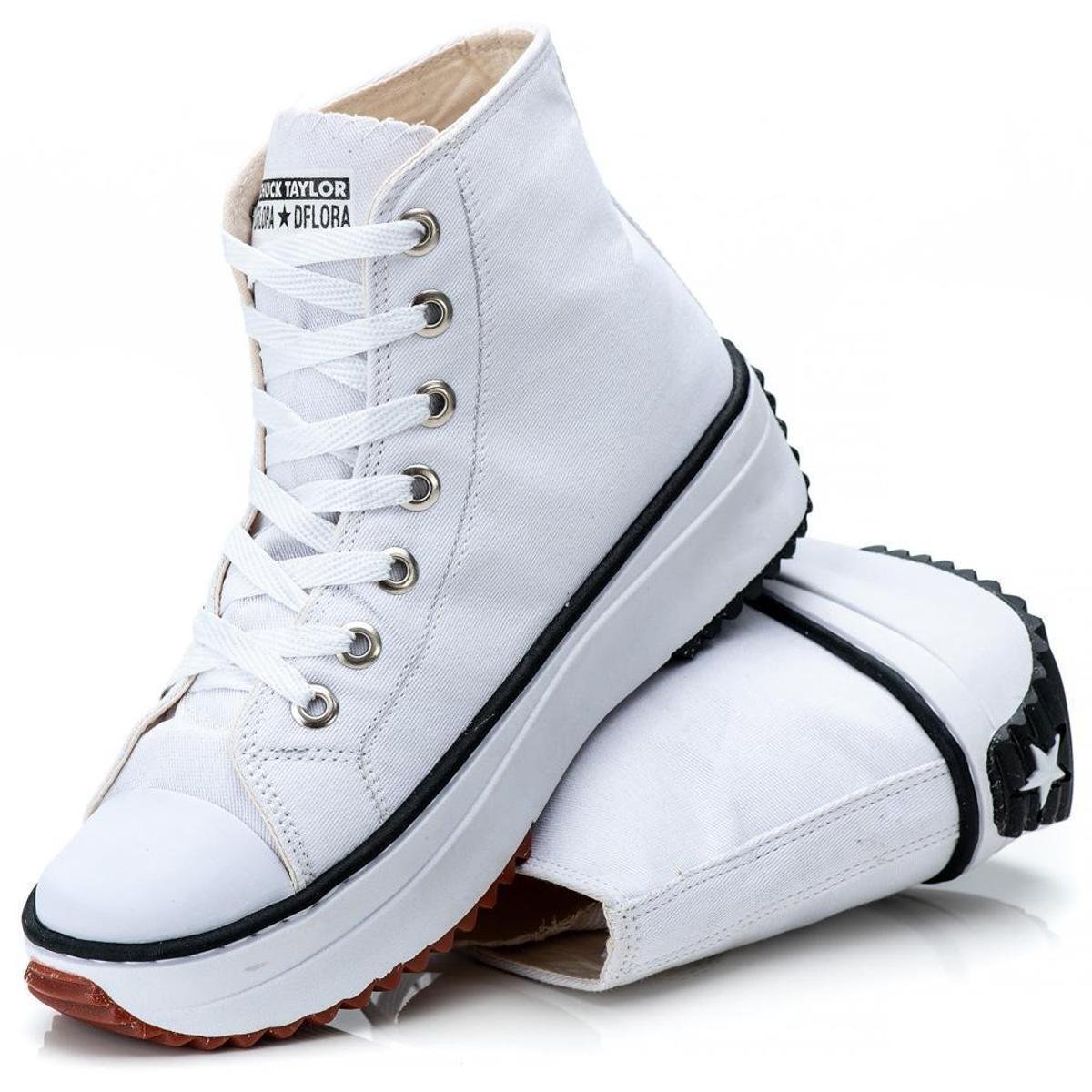 Tenis Botinha Feminino Branco Sapatenis Feminino Cano Alto