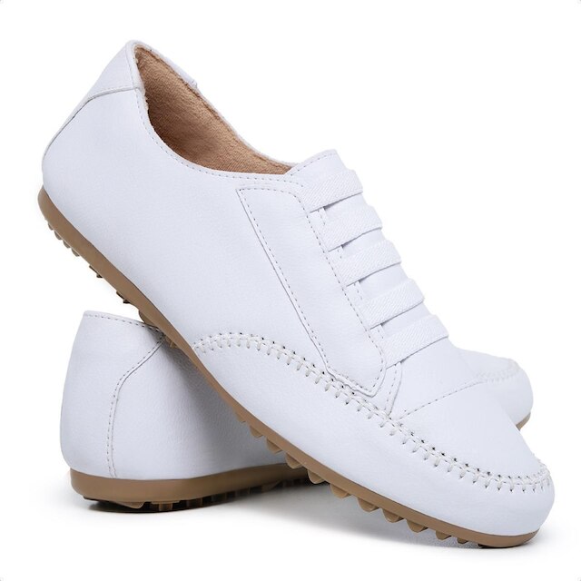 Tenis Feminino Casual Branco Bascio Facil Calce sem Cadarço