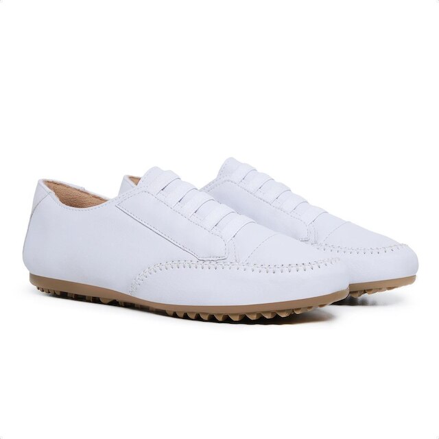 Tenis Feminino Casual Branco Bascio Facil Calce sem Cadarço