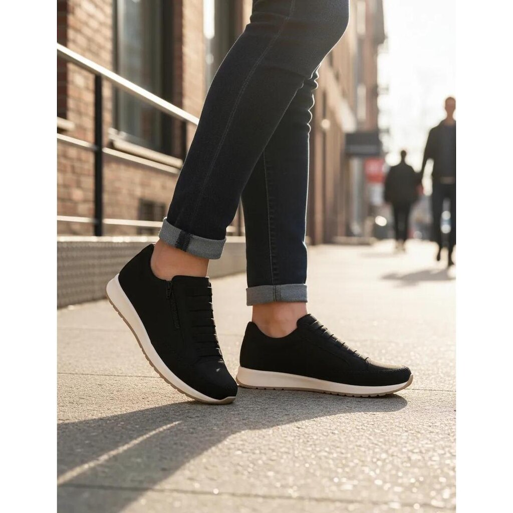 Tenis Feminino Casual Confortável Calce Fácil Zíper Lateral