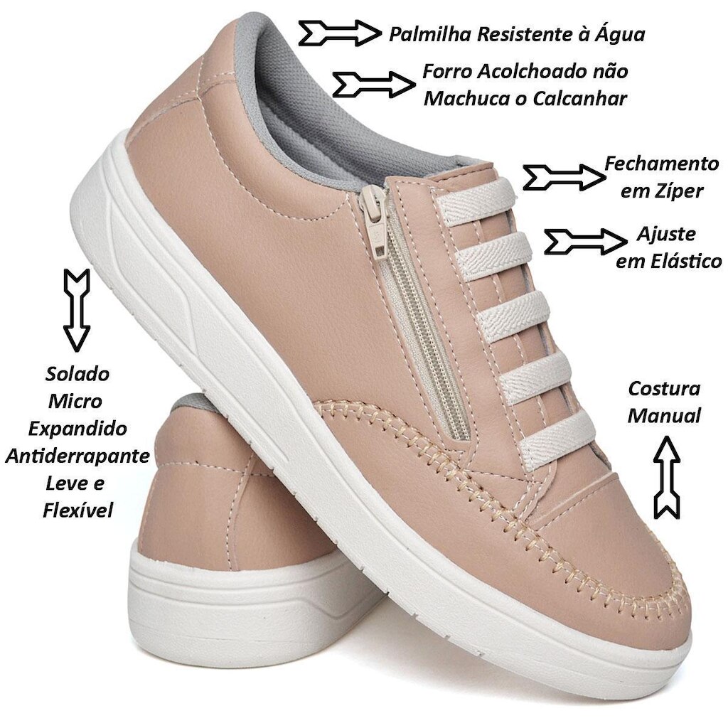 Tenis Feminino Casual Estilo e Conforto Estilo e Conforto Costura Manual