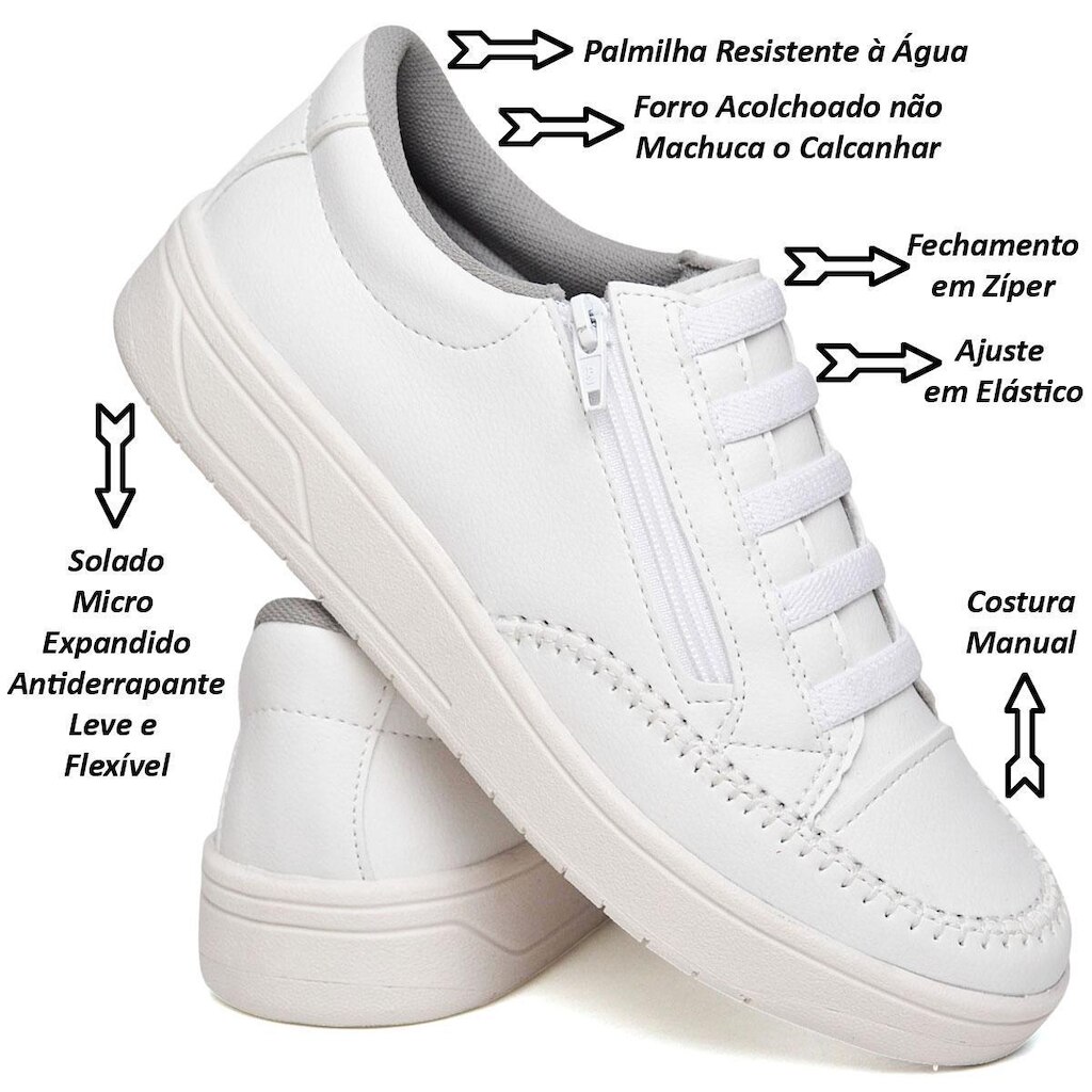 Tenis Feminino Casual Estilo e Conforto Estilo e Conforto Costura Manual