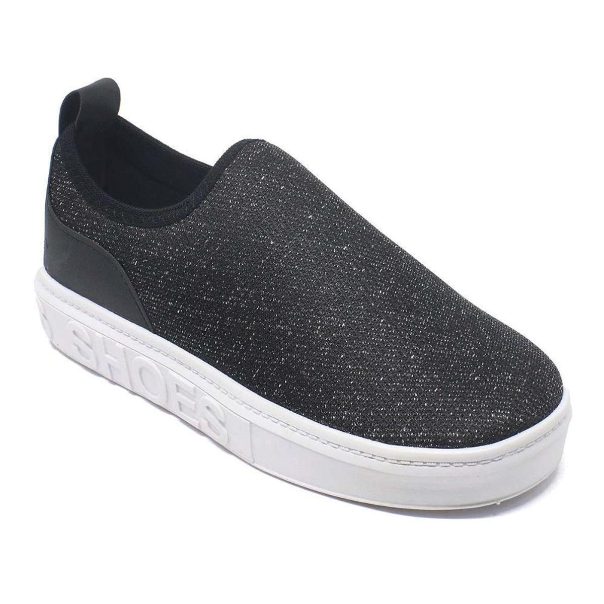Tênis Feminino Casual Slip On Flatform Calce Fácil Brilho Menor preço em Tênis Feminino Casual Slip On Flatform Calce Fácil Brilho