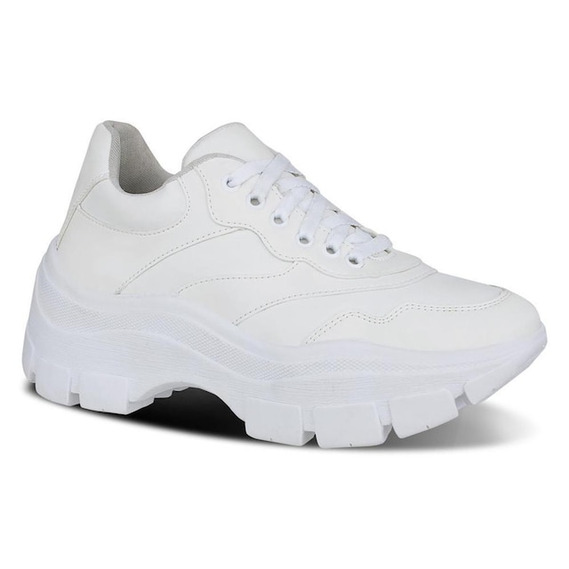 Tênis Feminino Chunky Cadarço Cano Curto Casual Conforto