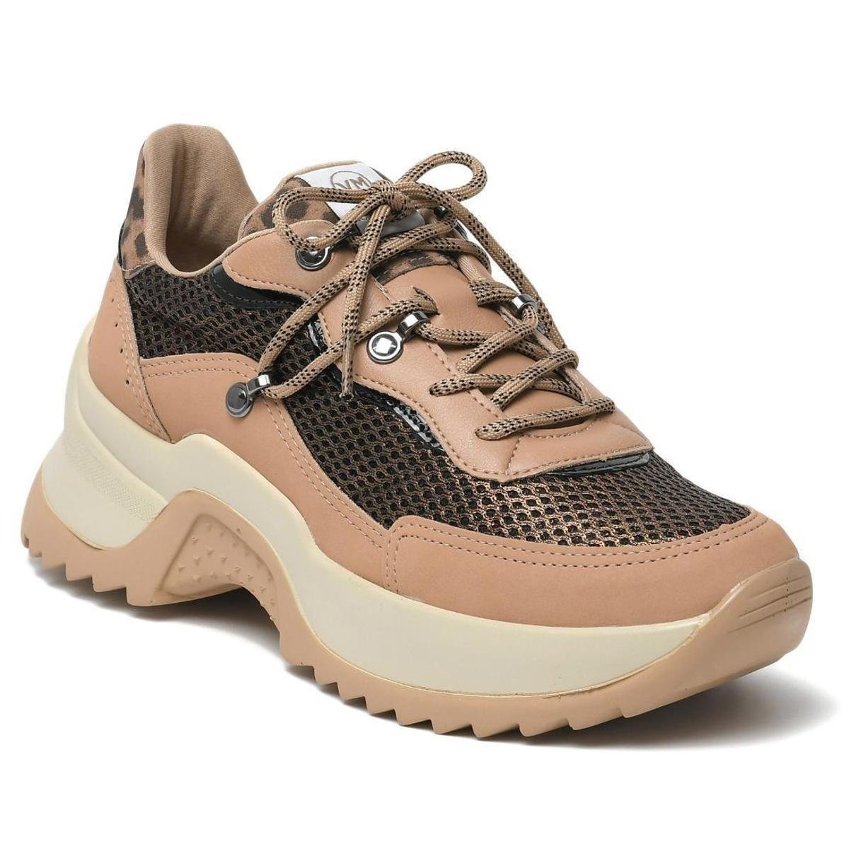 Tenis Feminino Chunky Casual Tela Metalizada Oncinha Via Marte 21-2544 - Marrom Menor preço em Tenis Feminino Chunky Casual Tela Metalizada Oncinha Via Marte 21-2544 - Marrom