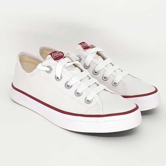 Tenis Feminino Coca Cola Em Lona Cc2349 Branco/Vermelho 36