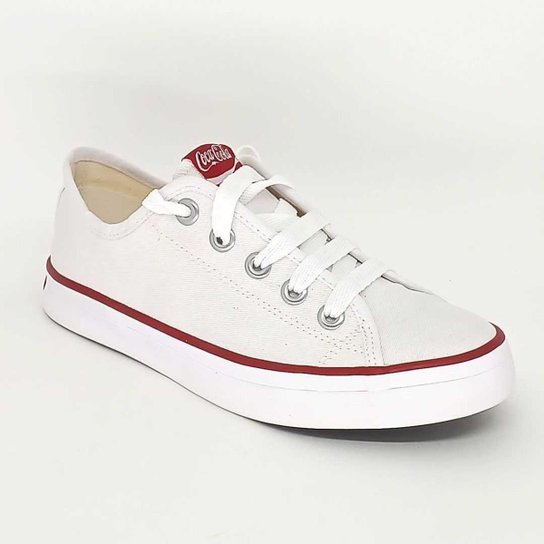 Tenis Feminino Coca Cola Em Lona Cc2349 Branco/Vermelho 36