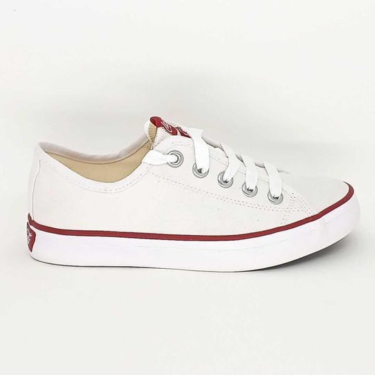Tenis Feminino Coca Cola Em Lona Cc2349 Branco/Vermelho 36
