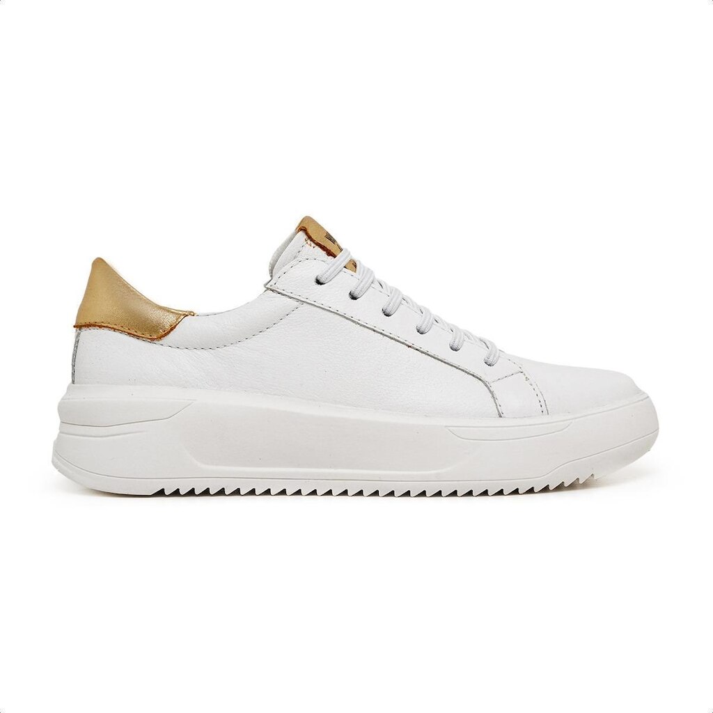 Tênis Feminino Couro Casual Confortável Detalhes
