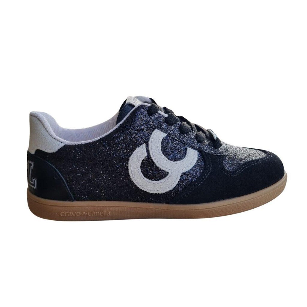 Tênis Feminino Cravo E Canela Couro Moda Conforto Glitter - Preto