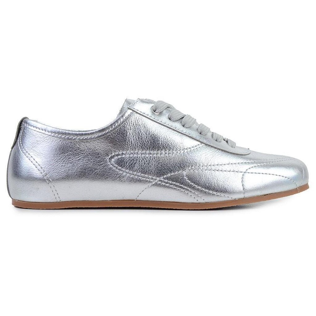 Tênis Feminino Cravo e Canela Couro Prata - 1500