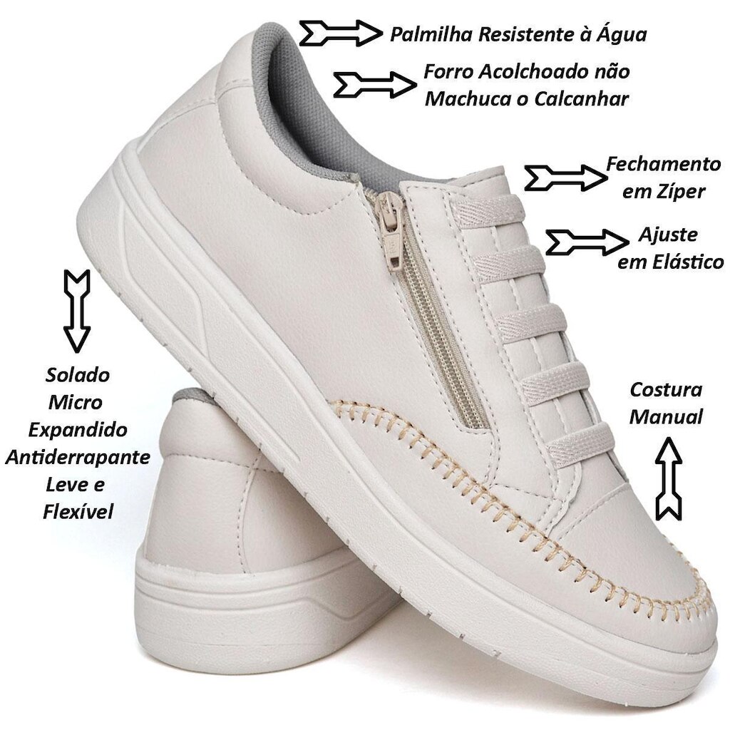 Tenis Feminino Estilo e Conforto Estilo e Conforto Costura Manual