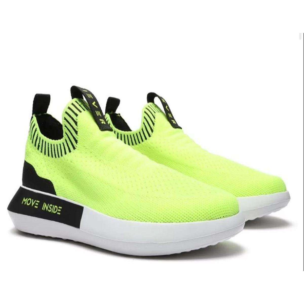 Tênis Feminino Fiever - Verde Limão+Preto Menor preço em Tênis Feminino Fiever - Verde Limão+Preto