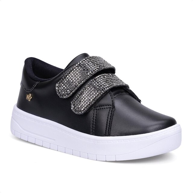 Tênis Feminino Infantil Casual Calce Fácil Tiras Strass Moda