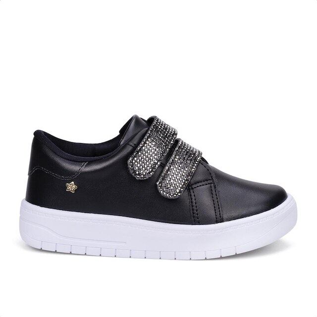 Tênis Feminino Infantil Casual Calce Fácil Tiras Strass Moda