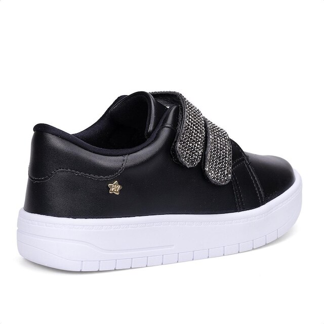 Tênis Feminino Infantil Casual Calce Fácil Tiras Strass Moda