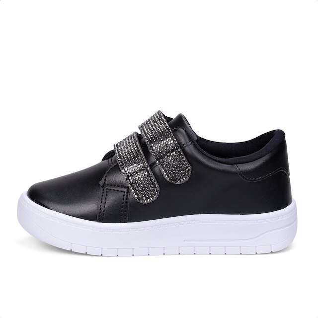 Tênis Feminino Infantil Casual Calce Fácil Tiras Strass Moda