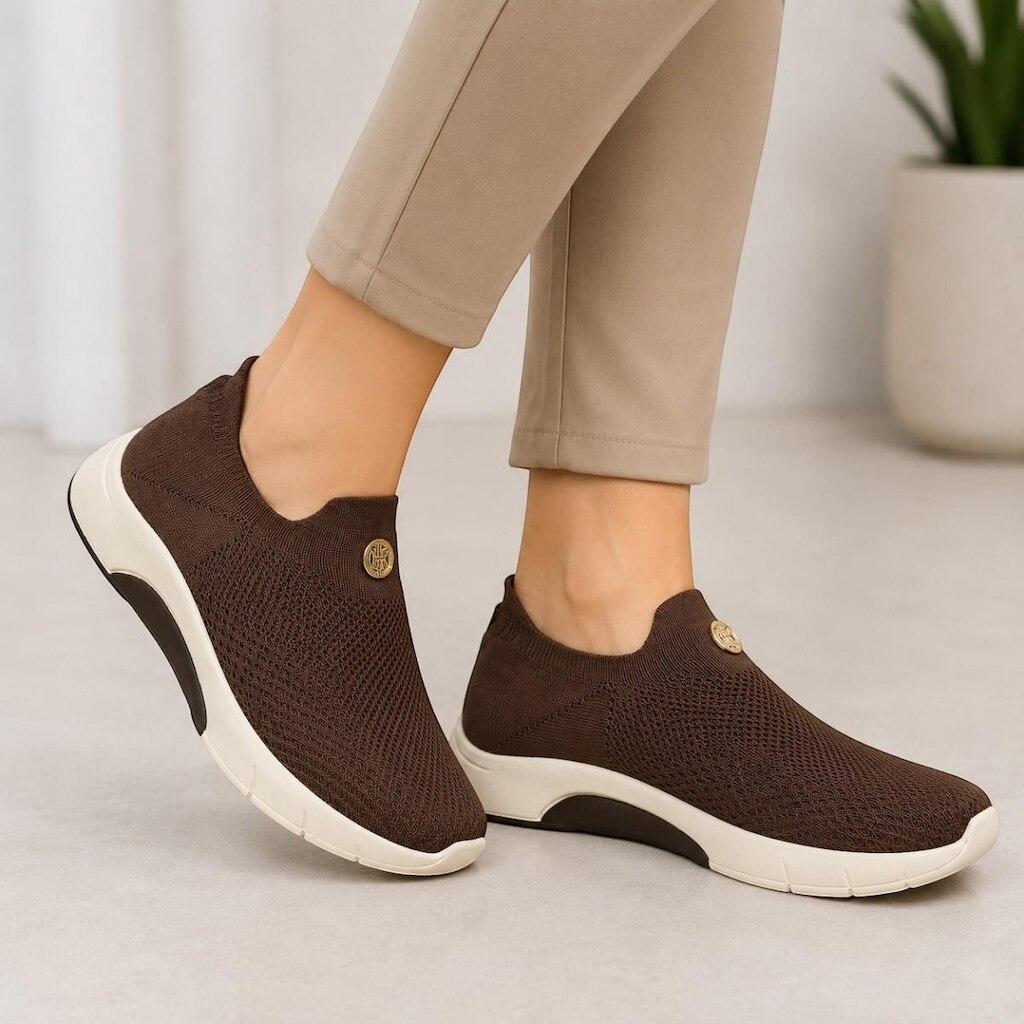 Tênis Feminino Knit Sem Cadarço Ajustável ao pé Confortável Modare 7378222
